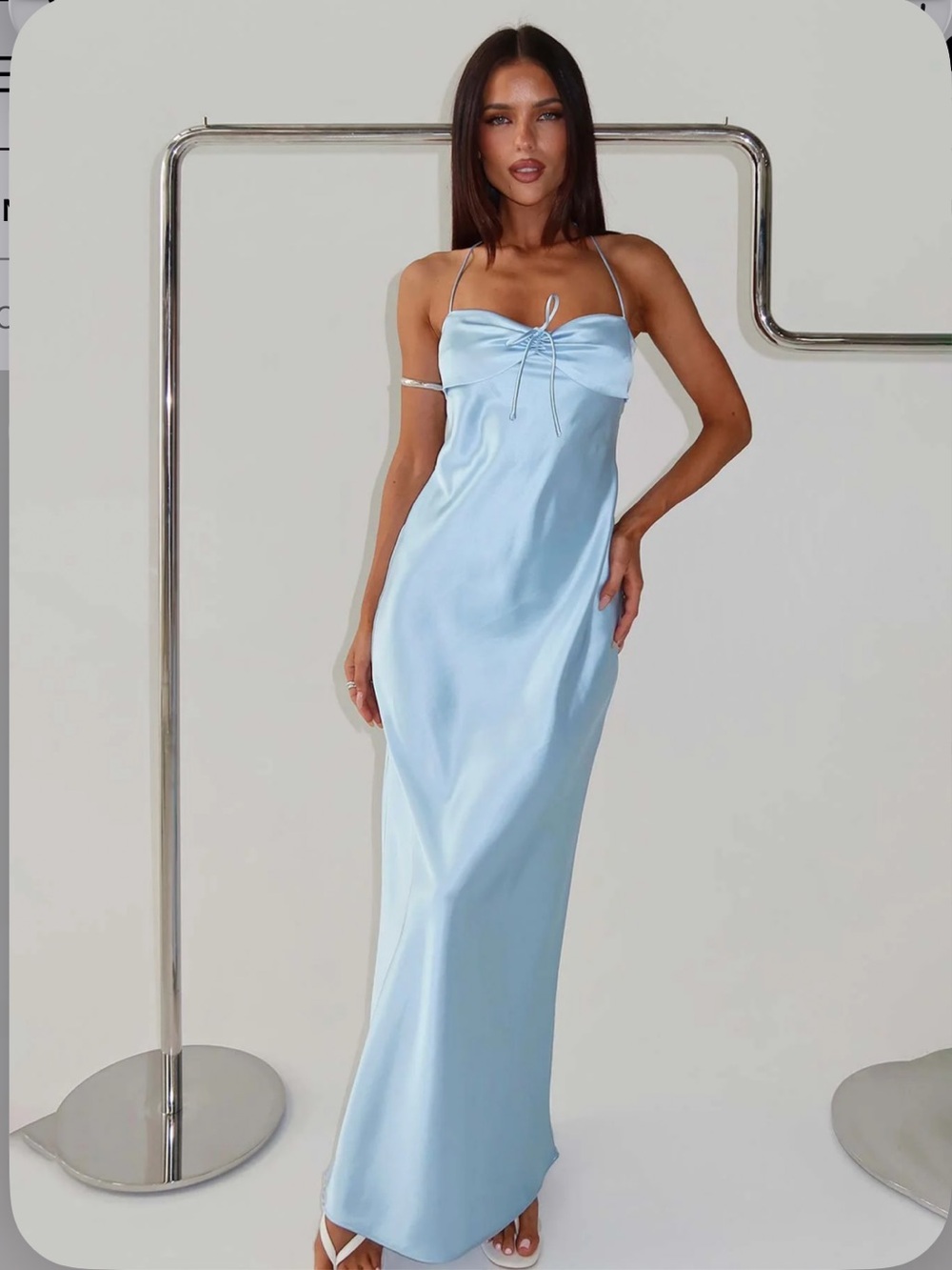 Princess Polly Sky Blue Satin Slip Maxi Dress